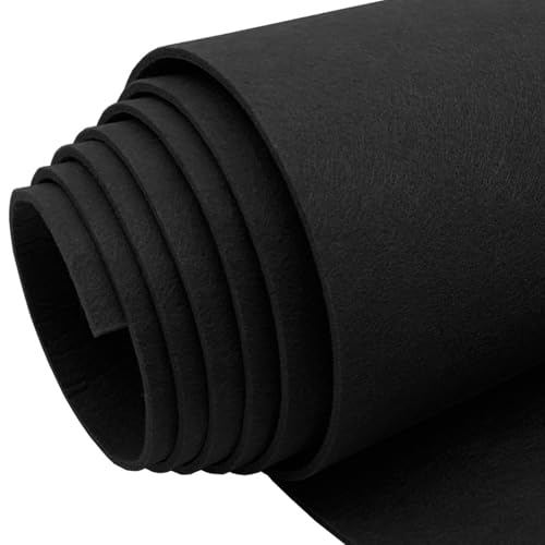 EDGEAM Filz Filzstoff Meterware 30cmx300cmx3mm Filzrolle Filzmatte Dekofilz für DIY Filzunterlage Taschenfilz Aufbewahrungstasche Nähen Stickfilz Filz zum Basteln (Schwarz, 30cmx300cmx3mm) von EDGEAM