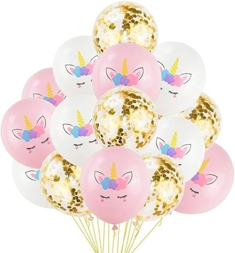 EDIBAZZAR Luftballon-Set mit Einhornmotiven - Dekoration - Helium-Effekt - Elektrisierendes Konfetti - Maximaler Durchmesser 30 cm von EDIBAZZAR