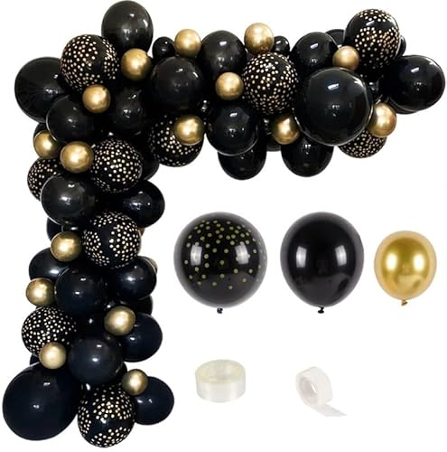 EDIBAZZAR Luftballons - Elegante Dekoration - Vielseitiges Design - Heliumoption - Partyvorbereitung - Schwarze und Goldene - Flexibles Material EDIBAZZAR Luftballons - Elegante Dekoration - Vielseitiges Design - Heliumoption - Partyvorbereitung - Schwarze und Goldene - Flexibles Material von EDIBAZZAR
