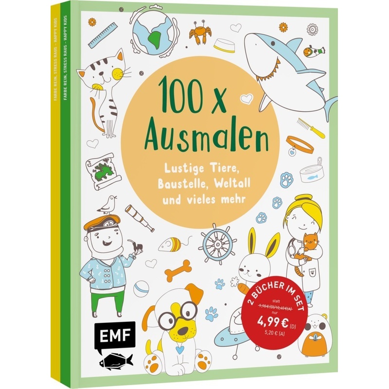 100 X Ausmalen - 2 Ausmal-Bücher Im Bundle, Kartoniert (TB) von EDITION,MICHAEL FISCHER