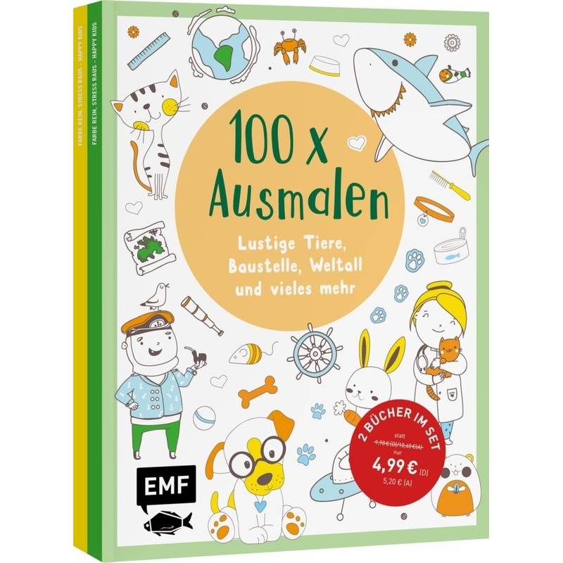 100 X Ausmalen - 2 Ausmal-Bücher Im Bundle, Kartoniert (TB) von EDITION,MICHAEL FISCHER