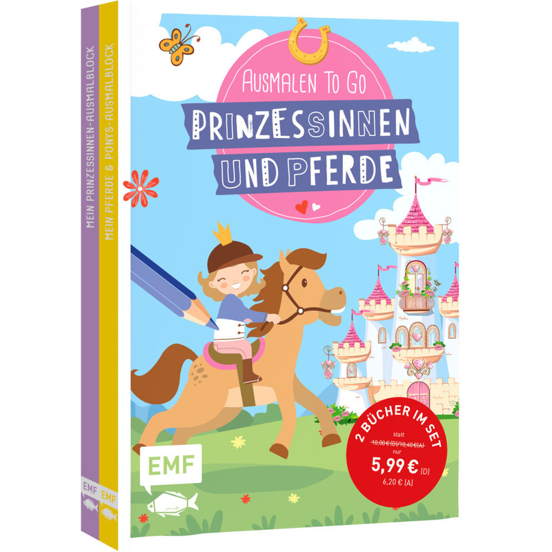 Ausmalen To Go: Prinzessinnen Und Pferde - Mit 400 Glanz-Stickern, Gebunden von EDITION,MICHAEL FISCHER