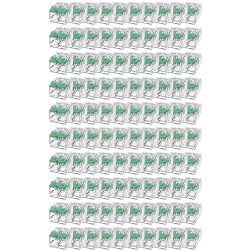 EDO Hebelklemme 2-polig Grün 100 Stück - Push-in Verbindungsklemme für starre & flexible Leiter 0,2-4 mm² - Kompakte Elektro-Klemme für Installationen im Innenbereich von EDO