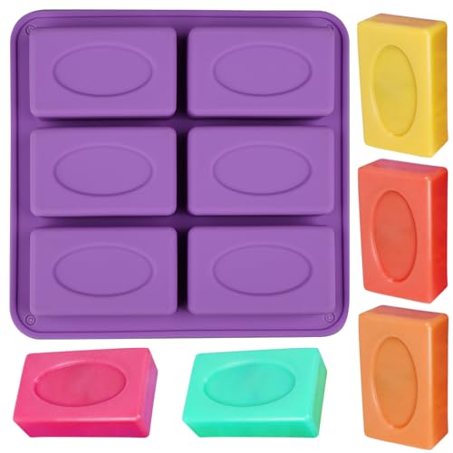 EDUEE Silikon-Seifenform, 6 Mulden, rechteckige Seifenformen für hausgemachte Bastellotion, Seife, Kuchenform, Eiswürfel (Größe 8,5 x 5 cm) von EDUEE