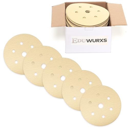 EDUWURXS Schleifscheiben, 150 mm, Klett-Schleifpapier für Schwingschleifer, ideal für Holz, Metall, Farbe, Automobil, Körnung 60, 50 Stück von EDUWURXS