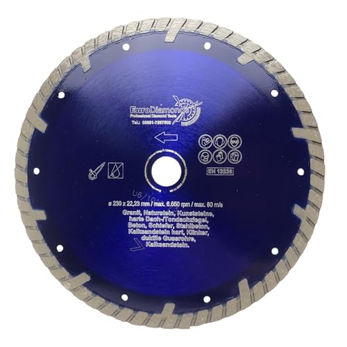 EDW Diamant-Trennscheibe Granit 230 mm Bohrung 22,23 mm Segmenthöhe 8 mm Naturstein Beton von EDW