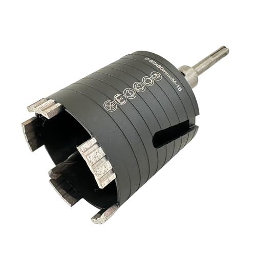 EDW Premium Diamant-Dosensenker 82 mm mit M16 Aufnahme, 80mm Nutzlänge Dosenbohrer Turbo-Segmentiert für Mauerwerk, Kalksandstein, Ziegel, Diamant Bohrkrone inkl. SDS-Plus Adapter und Zentrierbohrer von EDW