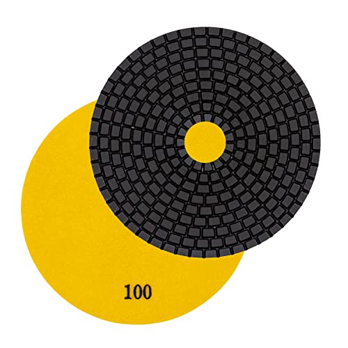 EDW Profi Diamant-Schleifpad Nass, D = 100 mm, Klettaufnahme, Körnung 100, für Naturstein, Fliesen, Feinsteinzeug, Granit, Marmor, Keramik, Glas von EDW