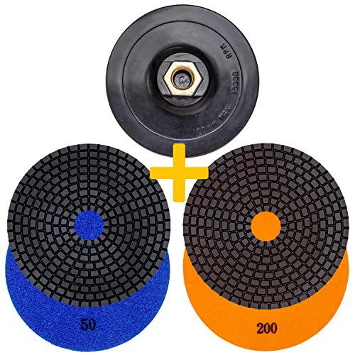 EDW Profi Diamant Schleifpad-Set NASS, Starter -Set, 100mm, Körnung 50 + 200, Klett-Aufnahmeteller M14, Schleifen, Polieren, Phasenbearbeitung, Granit, Naturstein, Marmor, Glas EDW Profi Diamant Schleifpad-Set NASS, Starter -Set, 100mm, Körnung 50 + 200, Klett-Aufnahmeteller M14, Schleifen, Polieren, Phasenbearbeitung, Granit, Naturstein, Marmor, Glas von EDW