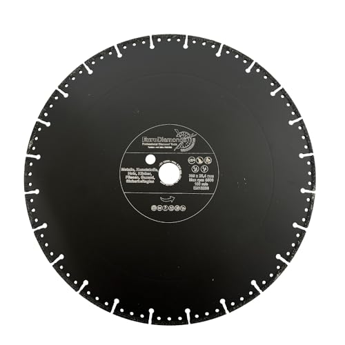 EDW Profi Diamant-Trennscheibe Allesschneider 350mm x 25,4 zum Schneiden von Kunststoff Holz Metall GFK Carbon Glas und Waschbeton Rescue Diamanttrennscheibe mit extrem wenig Funkenflug EDW Profi Diamant-Trennscheibe Allesschneider 350mm x 25,4 zum Schneiden von Kunststoff Holz Metall GFK Carbon Glas und Waschbeton Rescue Diamanttrennscheibe mit extrem wenig Funkenflug von EDW
