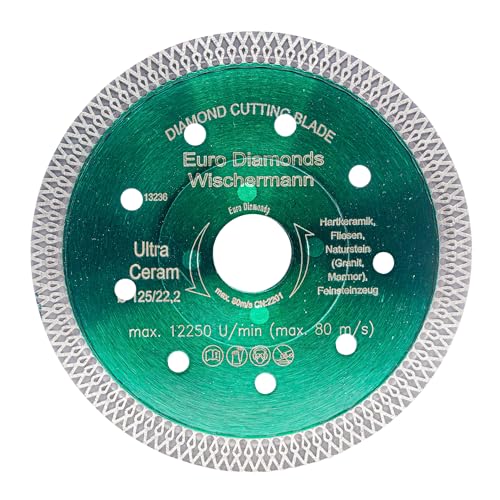 Profi Diamant-Trennscheibe Keramik Super Ultra von EDW, 125 mm H 22,2mm, Fliesenscheibe, extra dünn, Trennen und Schneiden von Fliesen, Keramik, Feinsteinzeug, Naturstein, Granit, Marmor von EDW