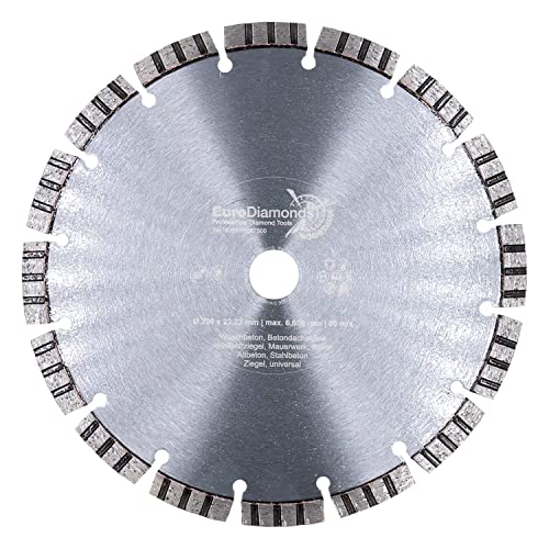 EDW Diamanttrennscheibe 230mm x 22,23mm TURBO SUPERCUT universelle Diamant Trennscheibe für Beton Stahlbeton Stein Mauerwerk Granit von EDW