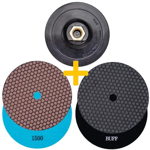 Profi Diamant-Schleifpad-Set für Trockenschliff 125 mm Körnung 1500 Polierer Klett-Aufnahmeteller für Naturstein Granit Feinsteinzeug Fliesen Keramik Kunststein Glas Marmor Profi Diamant-Schleifpad-Set für Trockenschliff 125 mm Körnung 1500 Polierer Klett-Aufnahmeteller für Naturstein Granit Feinsteinzeug Fliesen Keramik Kunststein Glas Marmor von EDW