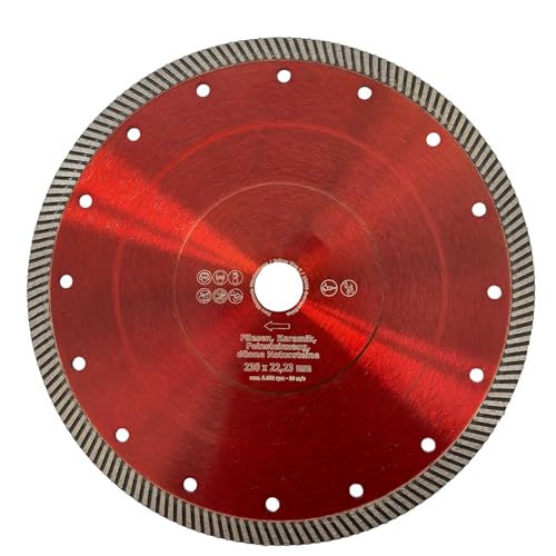 EDW RED DIAMOND Diamant-Trennscheibe Fliese Feinsteinzeug 230 mm x 10 mm x 22,2mm Profi Turbo Fliesenscheibe für Winkelschleifer EDW RED DIAMOND Diamant-Trennscheibe Fliese Feinsteinzeug 230 mm x 10 mm x 22,2mm Profi Turbo Fliesenscheibe für Winkelschleifer von EDW