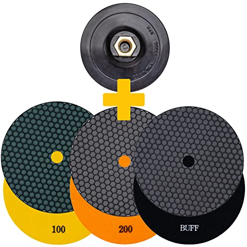 Profi Diamant-Schleifpad-Set für Trockenschliff 125 mm Körnung 100 200 und Polierer Klett-Aufnahmeteller für Naturstein Granit Feinsteinzeug Fliesen Keramik Kunststein Glas Marmor Profi Diamant-Schleifpad-Set für Trockenschliff 125 mm Körnung 100 200 und Polierer Klett-Aufnahmeteller für Naturstein Granit Feinsteinzeug Fliesen Keramik Kunststein Glas Marmor von EDW
