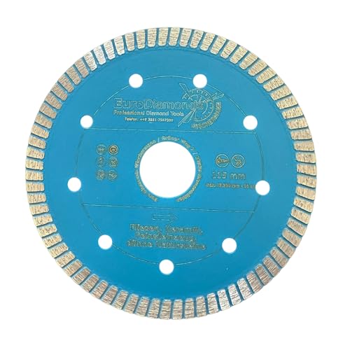 EDW Diamant Trennscheibe Fliese Turbo 115 mm x 22,2 mm Fliesenscheibe/Fliesentrennscheibe, Fliesen, Feinsteinzeug, Keramik, Naturstein, Granit, Marmor von EDW