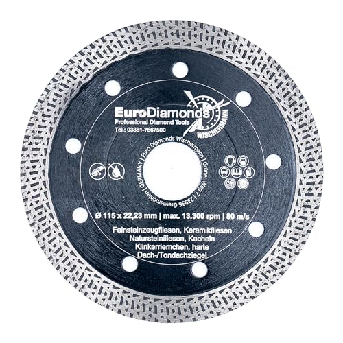 Profi Diamant Trennscheibe Granit SUPERCUT 115 mm x 22,2 für Fliese Feinsteinzeug Naturstein Dachziegel extrem leichtläufig von EDW