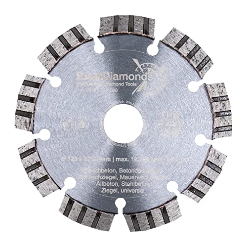 EDW Profi Diamanttrennscheibe 125 mm x 22,23 mm TURBO SUPERCUT, universelle Diamant Trennscheibe für Beton, Stahlbeton, Granit, Mauerwerk von EDW