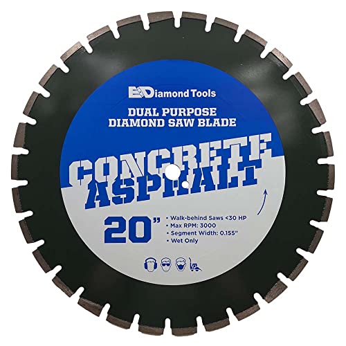 50,8 cm Beton-/Asphalt-Sägeblätter für 13–20 PS Walkbehind Sägen, 0,4 cm Segmentbreite, nur Nass, 2,5 cm Dorn von EDiamondTools