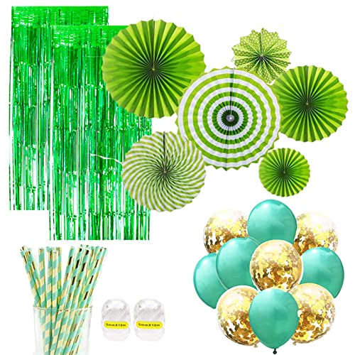 Faltfächer, 55-teilig, goldfarben, Partydekorationsset, Papierfächer, Konfetti, Latexballon, Folie, Fransenvorhang für Hochzeit, Geburtstag, Party, Dekoration, handgefertigtes dekoratives Zubehör Faltfächer, 55-teilig, goldfarben, Partydekorationsset, Papierfächer, Konfetti, Latexballon, Folie, Fransenvorhang für Hochzeit, Geburtstag, Party, Dekoration, handgefertigtes dekoratives Zubehör von EEASSA