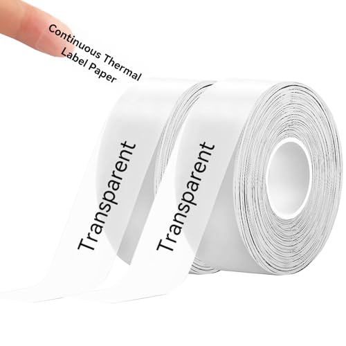 EEBBL Etiketten Papier, Endlos-Etikettenband 15 mm x 6 m, Thermo-Etikettenband für Zuhause, Büro, Schule (Transparent) 2 Pack von EEBBL