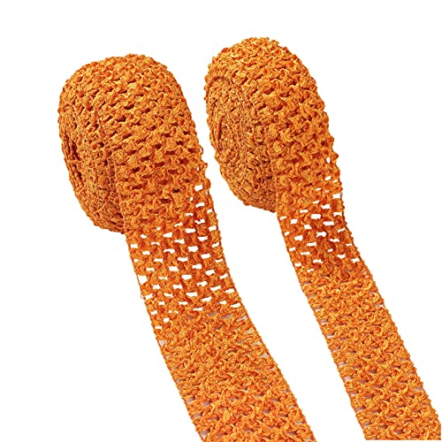 2 Rollen elastisches Häkel-Stirnband, Polyester, elastisches Band, Häkelstirnband für Haarbänder und Tutus-Kleider, Taillenbänder, 4,5 m pro Rolle (Koralle) von EEE ELECRELIVE