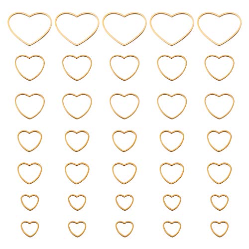 35 Stück Herzverbindungsringe, goldene Rahmenverbinder, 4 Größen, hohler Rahmen, Anhänger, Liebe, Herz, offene Lünetten, hohler Ringverbinder, Charm für Ohrringe, Armband, Halskette 35 Stück Herzverbindungsringe, goldene Rahmenverbinder, 4 Größen, hohler Rahmen, Anhänger, Liebe, Herz, offene Lünetten, hohler Ringverbinder, Charm für Ohrringe, Armband, Halskette von EEE ELECRELIVE
