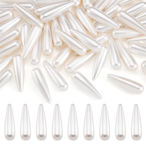 50 Stück Acrylperlen in Tropfenform, Kunstperlen, weiße Tropfenform, Kunststoffperlen, lose Perlen für Bastelarbeiten, Schmuckherstellung 50 Stück Acrylperlen in Tropfenform, Kunstperlen, weiße Tropfenform, Kunststoffperlen, lose Perlen für Bastelarbeiten, Schmuckherstellung von EEE ELECRELIVE
