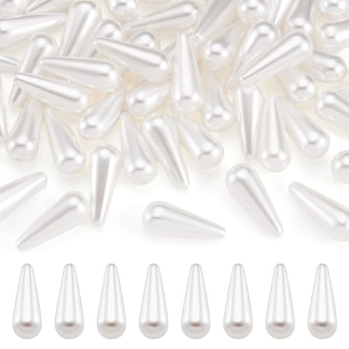 50 Stück Acrylperlen in Tropfenform, Kunststoffperlen, lose Perlen, 19 x 8 mm, für Bastelarbeiten, Schmuckherstellung, Weiß 50 Stück Acrylperlen in Tropfenform, Kunststoffperlen, lose Perlen, 19 x 8 mm, für Bastelarbeiten, Schmuckherstellung, Weiß von EEE ELECRELIVE