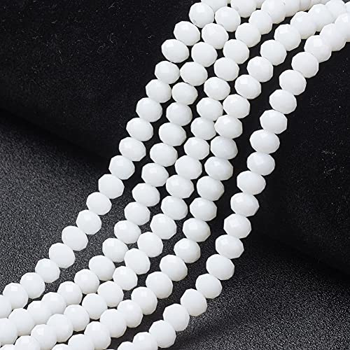 Briolette-Kristallglasperlen, 4 x 3 mm, facettiert, rund, undurchsichtig, weiß, 1300 Stück, für Armbänder, Schmuckherstellung, 10 Stränge Briolette-Kristallglasperlen, 4 x 3 mm, facettiert, rund, undurchsichtig, weiß, 1300 Stück, für Armbänder, Schmuckherstellung, 10 Stränge von EEE ELECRELIVE