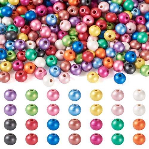 Bunte Holzperlen zum Basteln, runde Holzperlen, 10 mm, bemalte Holzperlen, Abstandshalter, lose Perlen, 14 Farben, für Girlanden, Bauernhaus, Schmuckherstellung, Urlaubsdekoration, 280 Stück Bunte Holzperlen zum Basteln, runde Holzperlen, 10 mm, bemalte Holzperlen, Abstandshalter, lose Perlen, 14 Farben, für Girlanden, Bauernhaus, Schmuckherstellung, Urlaubsdekoration, 280 Stück von EEE ELECRELIVE