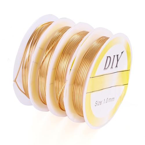 EEE ELECRELIVE Kupferdraht zur Schmuckherstellung, 14 Karat vergoldet, 18 Gauge, 1 mm, anlaufgeschützt, Basteldraht, goldener Perlendraht für Bastelarbeiten, Schmuckherstellung, Verpackung EEE ELECRELIVE Kupferdraht zur Schmuckherstellung, 14 Karat vergoldet, 18 Gauge, 1 mm, anlaufgeschützt, Basteldraht, goldener Perlendraht für Bastelarbeiten, Schmuckherstellung, Verpackung von EEE ELECRELIVE