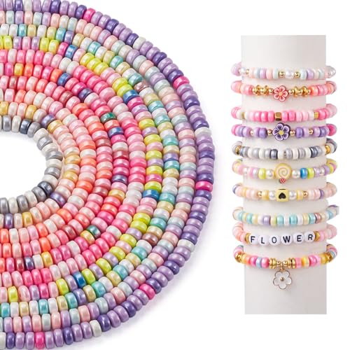 Elecrelive 10 Stränge flache runde Perlglanz-Ton-Perlen, 6 mm, Heishi-Abstandshalter-Perlen, buntes Polymer-Ton-Armband-Set für Chocker, Halsketten, Ohrringe, DIY Handwerk Elecrelive 10 Stränge flache runde Perlglanz-Ton-Perlen, 6 mm, Heishi-Abstandshalter-Perlen, buntes Polymer-Ton-Armband-Set für Chocker, Halsketten, Ohrringe, DIY Handwerk von EEE ELECRELIVE