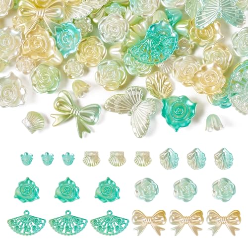 Elecrelive 100 g Acrylperlen zur Schmuckherstellung, Schmetterlings-Rose, Fächer, Blumen-Perlenkappen, Süßigkeitenperlen, Kawaii-Perlen, ästhetische Perlen für Armbänder, Halsketten, Ohrringe, DIY von EEE ELECRELIVE