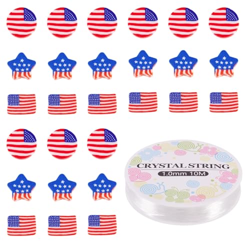 Elecrelive 300 Stück amerikanische Flagge, Polymer-Ton, Perlen mit elastischem Faden, für Halsketten, Armbänder, Ohrringe, Schlüsselanhänger, Rot / Weiß / Blau Elecrelive 300 Stück amerikanische Flagge, Polymer-Ton, Perlen mit elastischem Faden, für Halsketten, Armbänder, Ohrringe, Schlüsselanhänger, Rot / Weiß / Blau von EEE ELECRELIVE