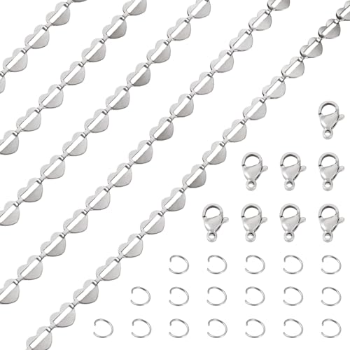 Elecrelive 5,5 x 9 mm Herzgliederkette, Edelstahl, flache Herzgliederkette, Karabinerverschlüsse, Biegeringe für Damen, Halskette, Armband, DIY-Schmuck Elecrelive 5,5 x 9 mm Herzgliederkette, Edelstahl, flache Herzgliederkette, Karabinerverschlüsse, Biegeringe für Damen, Halskette, Armband, DIY-Schmuck von EEE ELECRELIVE
