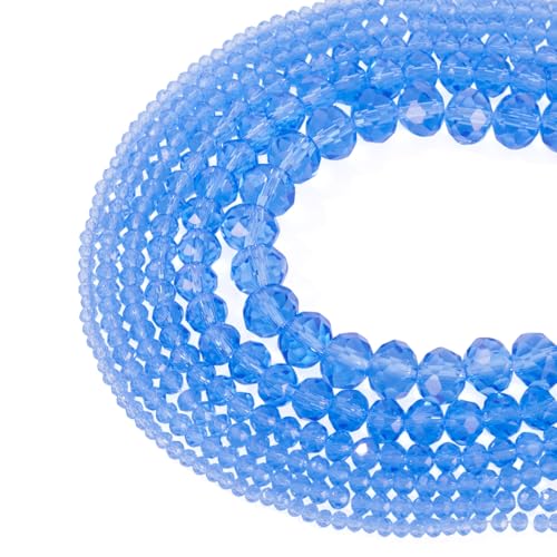 Elecrelive 6 Stränge blaue Kristallglasperlen, Briolette, Rondelle, Glasperlen, 2–8 mm, für Armband, Schmuck, DIY, Halsketten, Ohrringe, Basteln Elecrelive 6 Stränge blaue Kristallglasperlen, Briolette, Rondelle, Glasperlen, 2–8 mm, für Armband, Schmuck, DIY, Halsketten, Ohrringe, Basteln von EEE ELECRELIVE