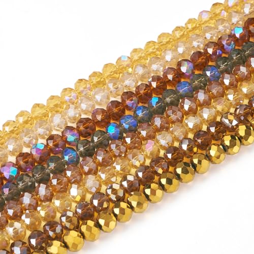 Elecrelive 8 Stränge galvanisierte facettierte Rondelle-Perlen, 8 mm, Kristallglasperlen, Sattelbraun, Briolette, Abstandshalter für Armband, Halskette, Ohrringe, Perlen, Schmuckherstellung Elecrelive 8 Stränge galvanisierte facettierte Rondelle-Perlen, 8 mm, Kristallglasperlen, Sattelbraun, Briolette, Abstandshalter für Armband, Halskette, Ohrringe, Perlen, Schmuckherstellung von EEE ELECRELIVE