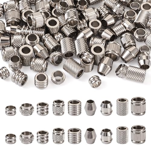 Elecrelive Abstandshalter aus Edelstahl, großes Loch, europäische Spalte, Doppelkegel, 9 Stile für europäische Armbänder, Halsketten, Schmuckherstellung, 90 Stück von EEE ELECRELIVE