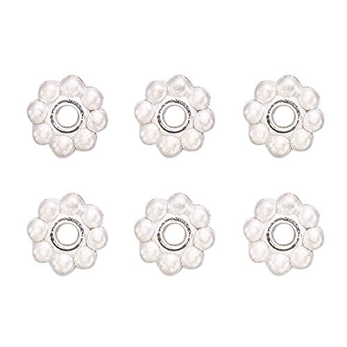 Elecrelive Abstandshalter mit Gänseblümchen, silberfarben, 5 mm, Blume, Legierung, Gänseblümchen, Metall, Schmuck-Abstandshalter für Schmuck, Armband, Halskette, 300 Stück von EEE ELECRELIVE