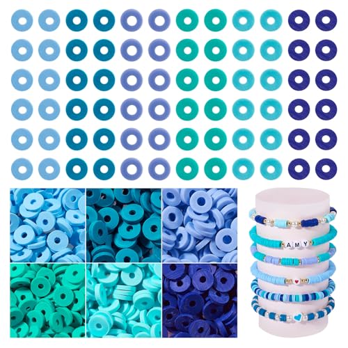 Elecrelive Blaue Tonperlen für Armbänder, 6 mm, flach, rund, Heishi-Abstandshalter, lose Polymer-Ton-Chips, 5640 Stück, für Chocker, Halsketten, Ohrringe, DIY Handwerk Elecrelive Blaue Tonperlen für Armbänder, 6 mm, flach, rund, Heishi-Abstandshalter, lose Polymer-Ton-Chips, 5640 Stück, für Chocker, Halsketten, Ohrringe, DIY Handwerk von EEE ELECRELIVE