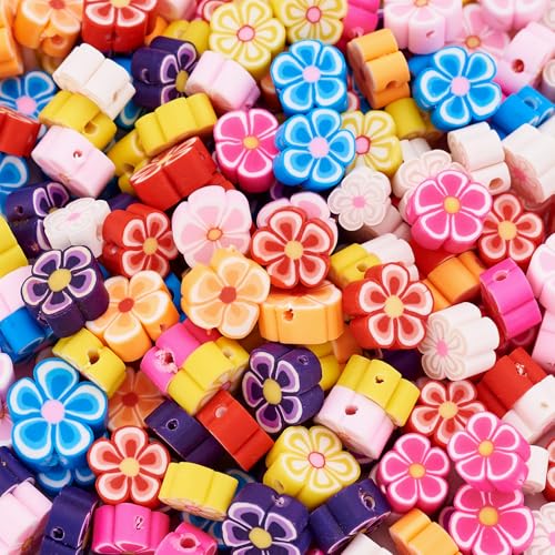 Elecrelive Blumen-Modelliermassen-Perlen, 8 Farben, niedlich, lustige Blumen-Abstandshalter, Polymer-Ton, Zubehör für Halsketten, Armbänder, Ohrringe, Schlüsselanhänger, 200 Stück Elecrelive Blumen-Modelliermassen-Perlen, 8 Farben, niedlich, lustige Blumen-Abstandshalter, Polymer-Ton, Zubehör für Halsketten, Armbänder, Ohrringe, Schlüsselanhänger, 200 Stück von EEE ELECRELIVE