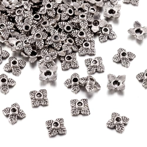 Elecrelive Blumen-Perlenkappen, tibetische Legierung, Endkappen-Abstandshalter, 6 mm, Antiksilber, für Halsketten, Armbänder, Ohrringe, Schmuckzubehör, 100 Stück Elecrelive Blumen-Perlenkappen, tibetische Legierung, Endkappen-Abstandshalter, 6 mm, Antiksilber, für Halsketten, Armbänder, Ohrringe, Schmuckzubehör, 100 Stück von EEE ELECRELIVE