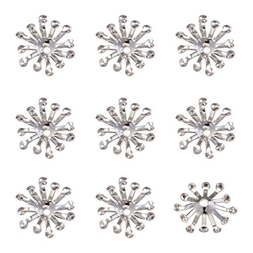 Elecrelive Blumen-Perlenkappen für Schmuckherstellung, Platin-Armband-Endkappen, Metall-Endkappen für Halsketten, Armbänder, Ohrringe, Schmuckzubehör, 50 Stück Elecrelive Blumen-Perlenkappen für Schmuckherstellung, Platin-Armband-Endkappen, Metall-Endkappen für Halsketten, Armbänder, Ohrringe, Schmuckzubehör, 50 Stück von EEE ELECRELIVE