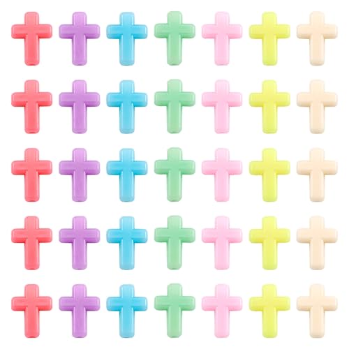 Elecrelive Bunte Acryl-Kreuz-Perlen, Abstandhalter, lose Perlen, 17 x 12,5 x 5 mm, für Ostern, Basteln, Schmuck, Halsketten, Armbänder, 100 Stück von EEE ELECRELIVE