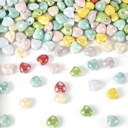 Elecrelive Bunte Herz-Porzellanperlen, 10 mm, Keramik-Herzperlen, bedruckte Abstandshalter, Charms für selbstgemachte Armbänder, Ohrringe, Halsketten, Schmuck, 200 Stück Elecrelive Bunte Herz-Porzellanperlen, 10 mm, Keramik-Herzperlen, bedruckte Abstandshalter, Charms für selbstgemachte Armbänder, Ohrringe, Halsketten, Schmuck, 200 Stück von EEE ELECRELIVE