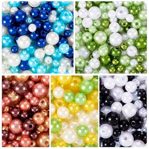 Elecrelive Bunte Perlen, 6–10 mm, rund, klein, Kunstperlen, blau, grün, gelb, Perlglanz, Abstandshalter für Armband, Halskette, Ohrringe, Hochzeit, Party, Dekoration, 400 Stück Elecrelive Bunte Perlen, 6–10 mm, rund, klein, Kunstperlen, blau, grün, gelb, Perlglanz, Abstandshalter für Armband, Halskette, Ohrringe, Hochzeit, Party, Dekoration, 400 Stück von EEE ELECRELIVE