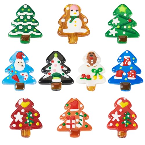 Elecrelive Bunte Weihnachtsbaum-Perlen, 10 Stile, lose Glasperlen für selbstgemachte Armbänder, Halsketten, Ohrringe, Schmuckherstellung, 10 Stück Elecrelive Bunte Weihnachtsbaum-Perlen, 10 Stile, lose Glasperlen für selbstgemachte Armbänder, Halsketten, Ohrringe, Schmuckherstellung, 10 Stück von EEE ELECRELIVE