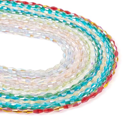 Elecrelive Doppelkegel-Kristallperlen zur Schmuckherstellung, facettierte Glasperlen, 8 x 4 mm, transparent, lose Kristalle, 924 Stück, für Armband, Schmuck, DIY, Halsketten, Ohrringe, Basteln von EEE ELECRELIVE