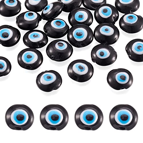 Elecrelive Evil Eye Perlen für Armband, schwarze Augapfel-Perlen, runde Lampwork-Perlen, 16 mm, flach, rund, Abstandshalter für DIY-Armbänder, Halsketten, Ohrringe, Schmuckherstellung, 22 Stück Elecrelive Evil Eye Perlen für Armband, schwarze Augapfel-Perlen, runde Lampwork-Perlen, 16 mm, flach, rund, Abstandshalter für DIY-Armbänder, Halsketten, Ohrringe, Schmuckherstellung, 22 Stück von EEE ELECRELIVE